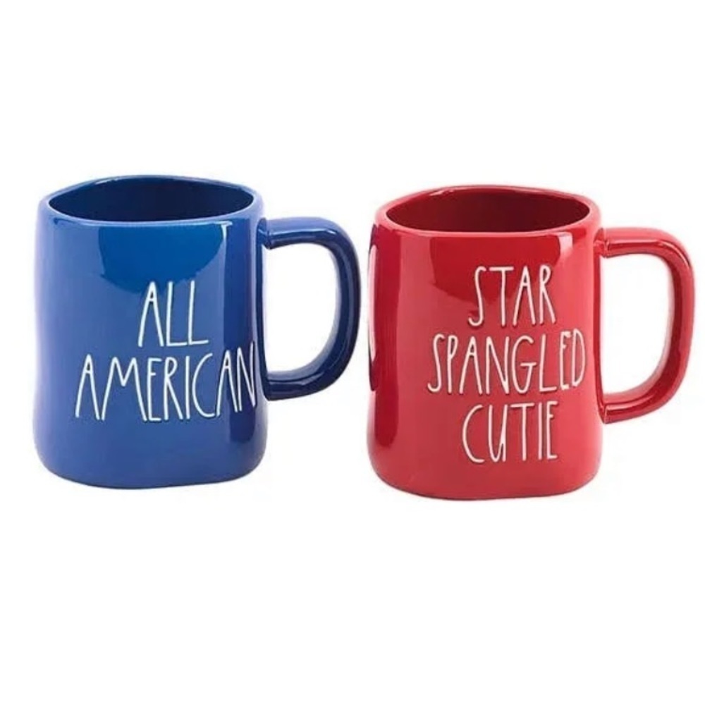 NWT Rae Dunn 2-Pack Star Spangle Mug Set